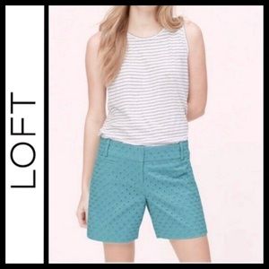 Ann Taylor Loft Riviera Eyelet Shorts in Teal